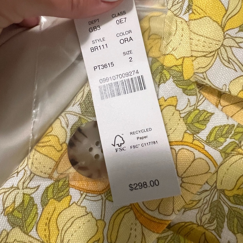 J Crew Helena Linen Blazer in Limone print size 2 - Picture 2 of 7